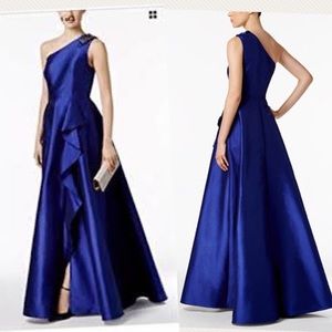 Adriana Papell Draped one-shoulder formal dress